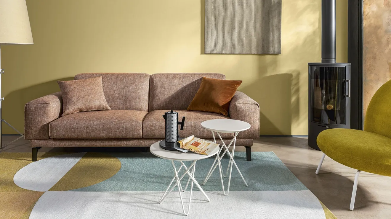 Divano lineare in tessuto imbottito Hammer di Calligaris
