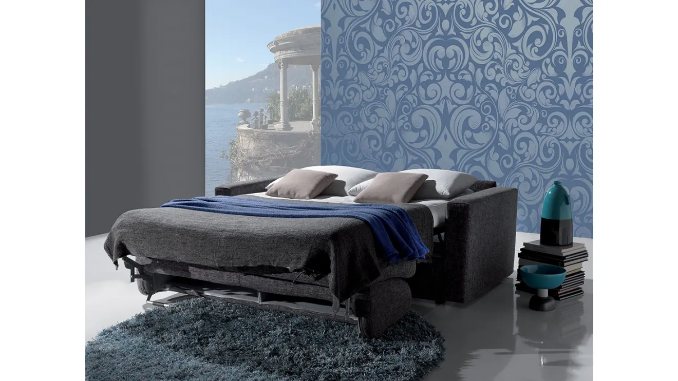 Divano letto matrimoniale con vano porta guanciali nello schienale Time di Crippa Salotti