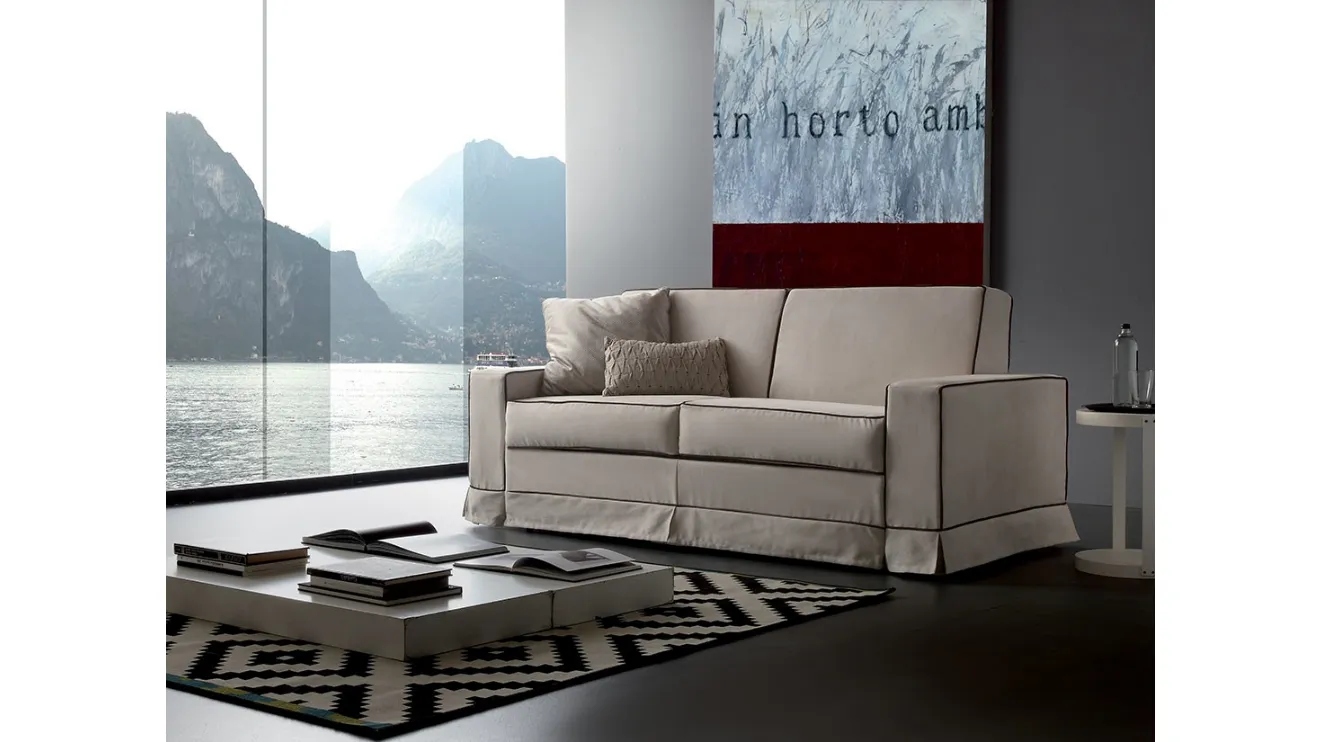 Divano Letto con balza e bordino a contrasto Decor di Crippa Salotti