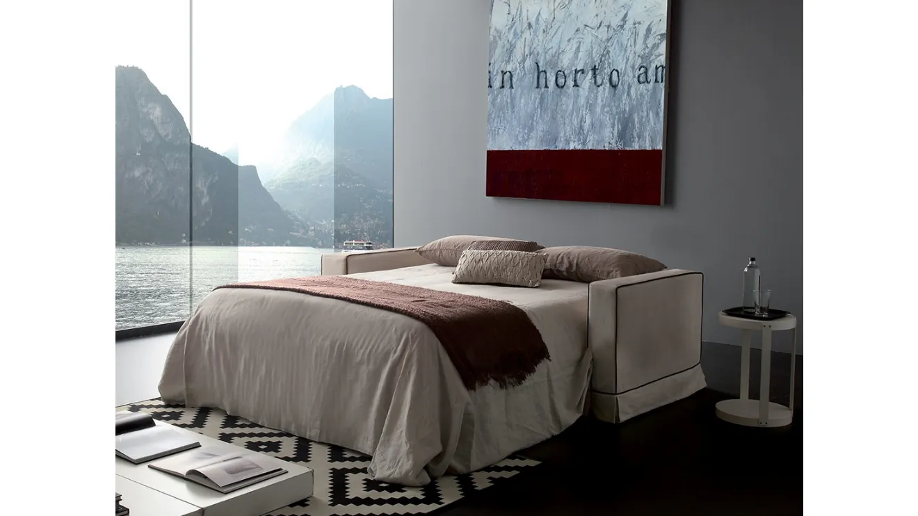 Divano Letto matrimoniale in tessuto chiaro Decor di Crippa Salotti