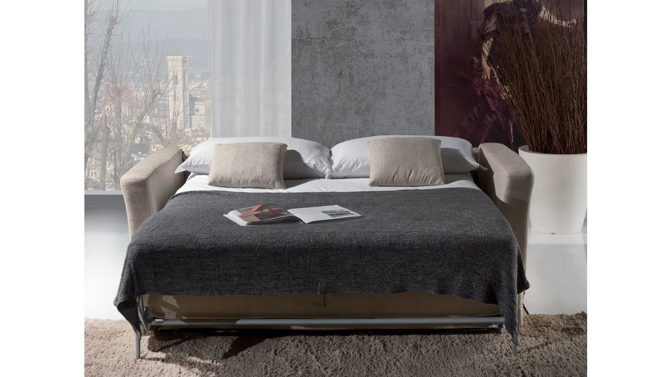 Divano Letto matrimoniale con vano porta guanciali nello schienale Magnolia di Crippa Salotti