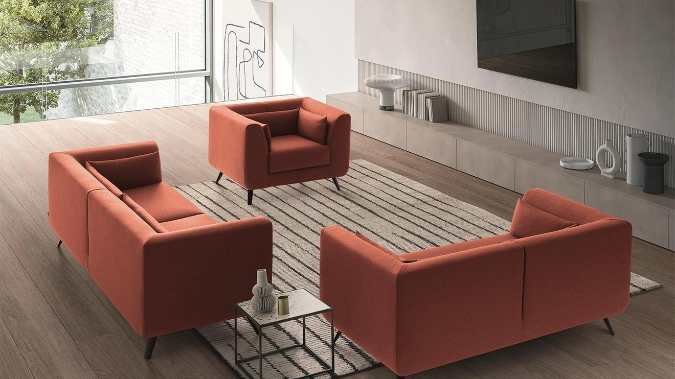 Salotto lineare Nemo in tessuto di Felis