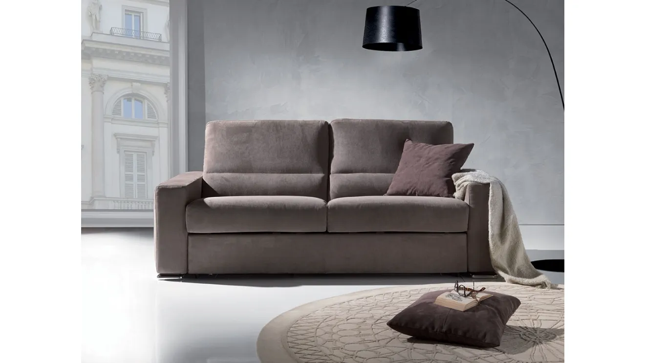 Divano Letto a 2 posti in microfibra color tortora Roger di Crippa Salotti
