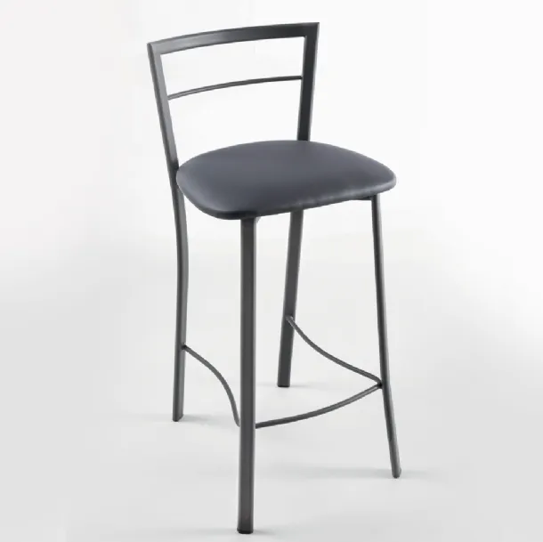 Sgabello Nicole Stool in metallo verniciato antracite con seduta in ecopelle di La Seggiola