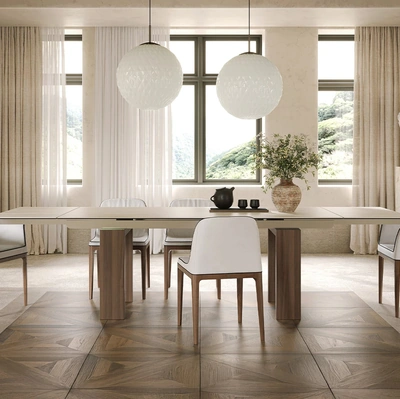 Tavolo Brooklyn in gres Travertino di Tonin Casa
