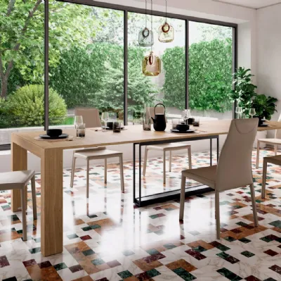 Consolle A3 allungabile in Rovere dotata di 5 prolunghe incorporate nella struttura di Ozzio