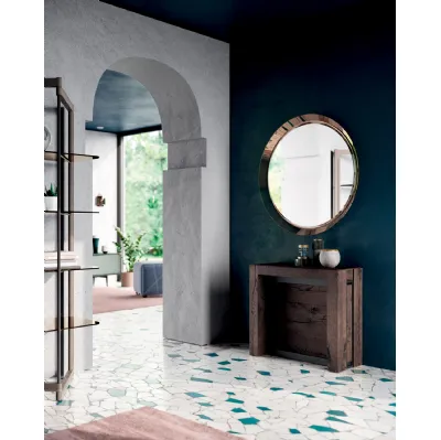 Consolle A4 allungabile in Rovere e metallo dotata di 4 prolunghe incorporate nella struttura di Ozzio