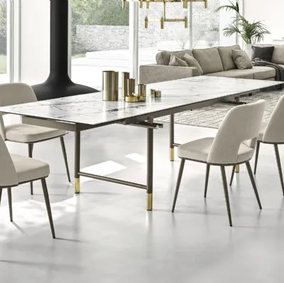 Tavolo allungabile in ceramica con struttura industrial design in metallo Monogram di Calligaris