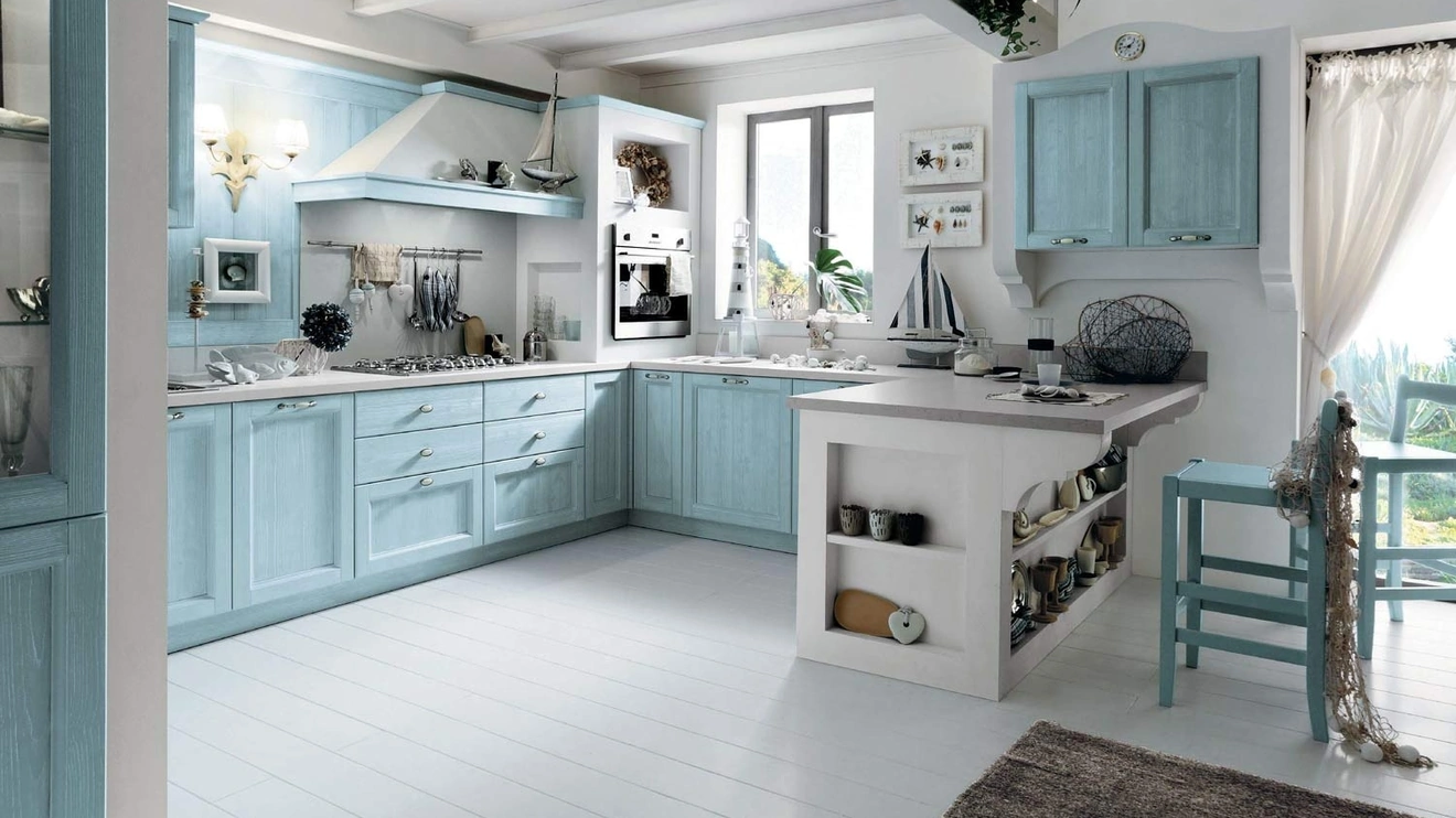 Cucina in Muratura con penisola Everyday Anice Talcato di Callesella