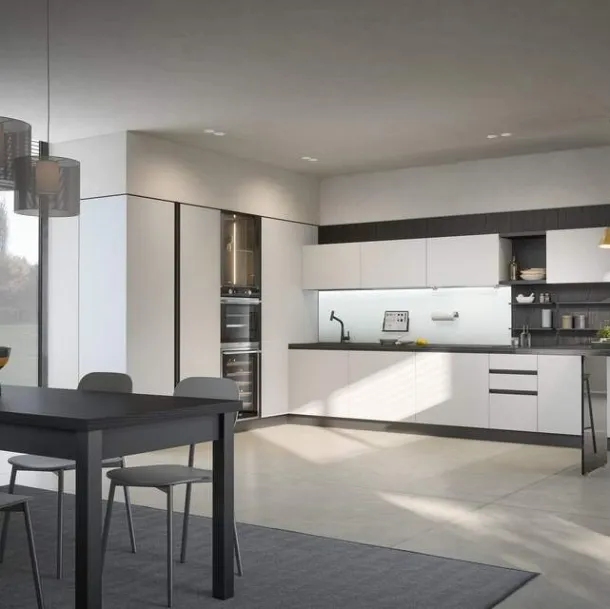 Cucina Moderna ad angolo con penisola Hera Composizione 02 di Prima Cucine