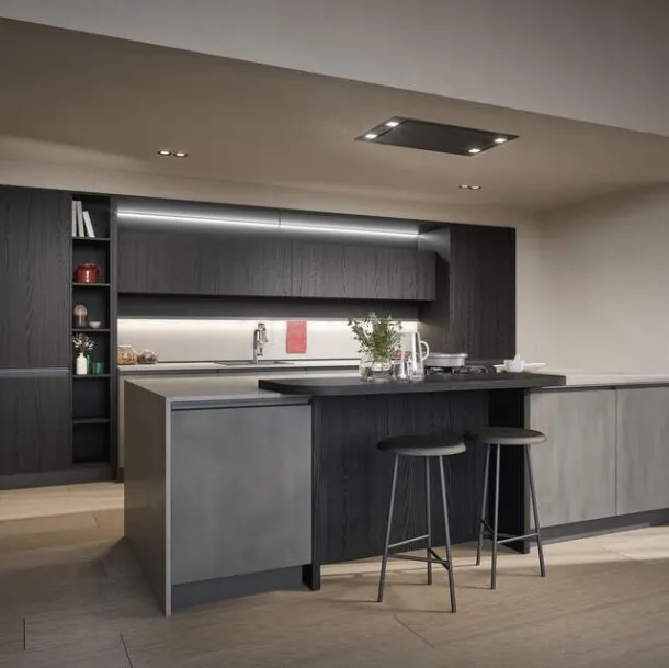 Cucina Moderna con isola Hera Composizione 04 in melaminico e laminato di Prima Cucine