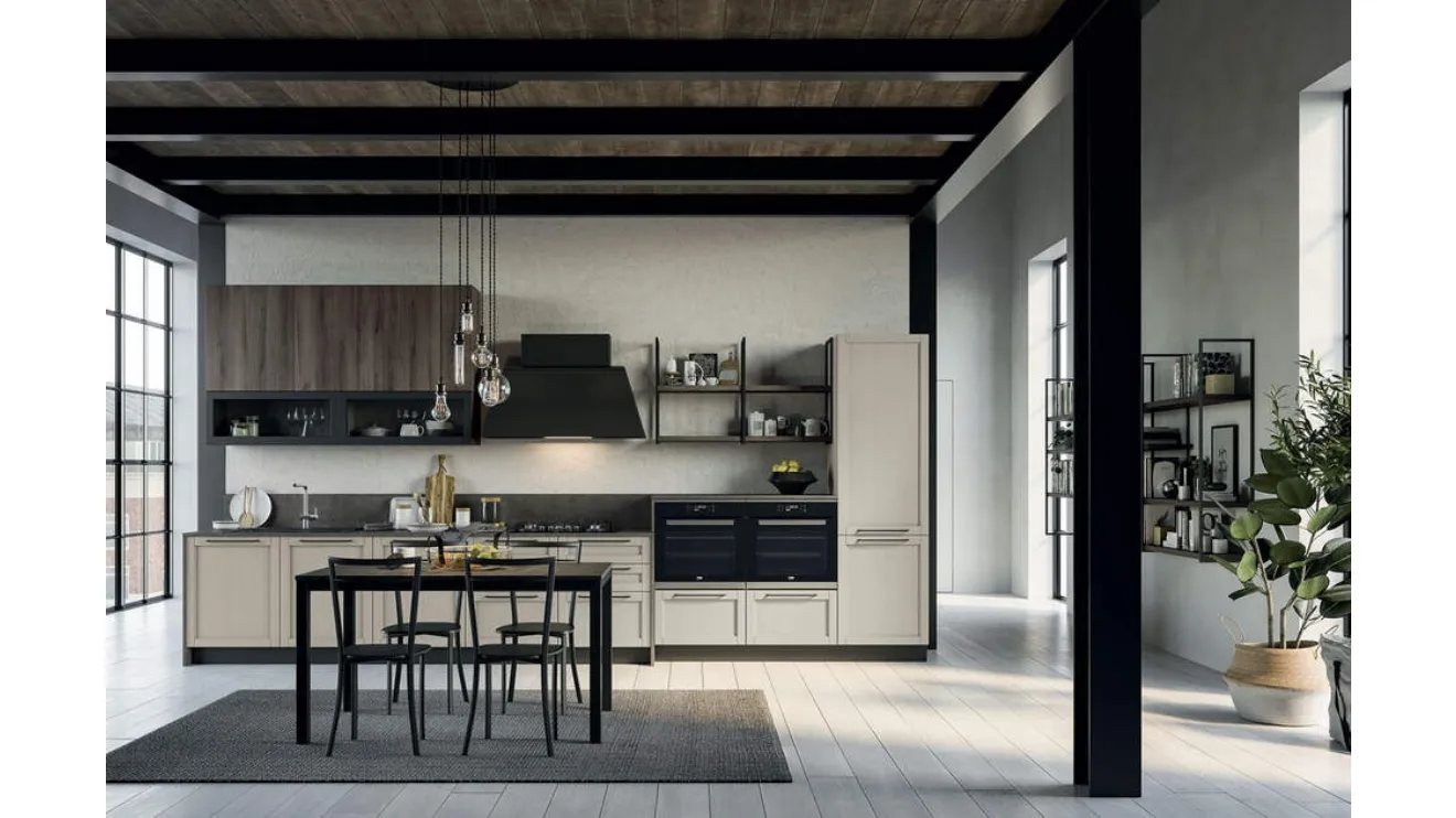 Cucina Moderna lineare Noah Composizione 04 in legno laccato di Prima Cucine