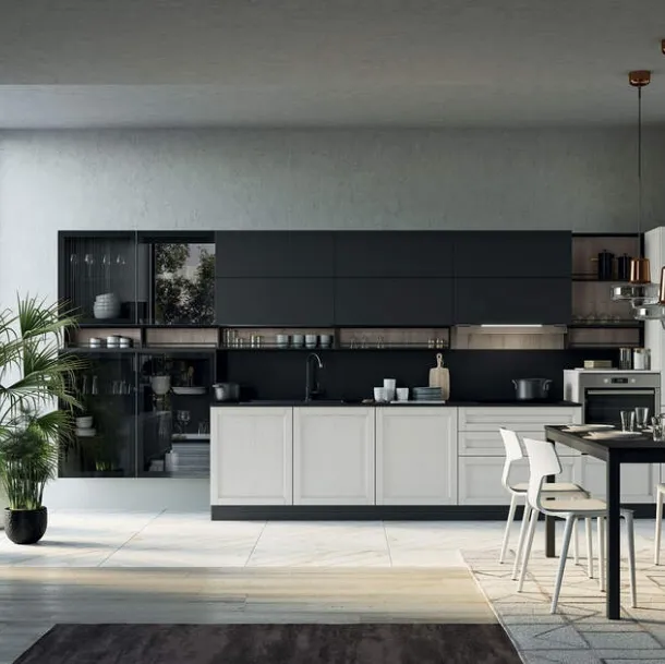 Cucina Moderna lineare Noah Composizione 05 in legno laccato di Prima Cucine