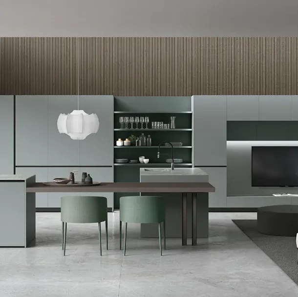  Cucina Moderna con isola Color Trend v02 di Stosa